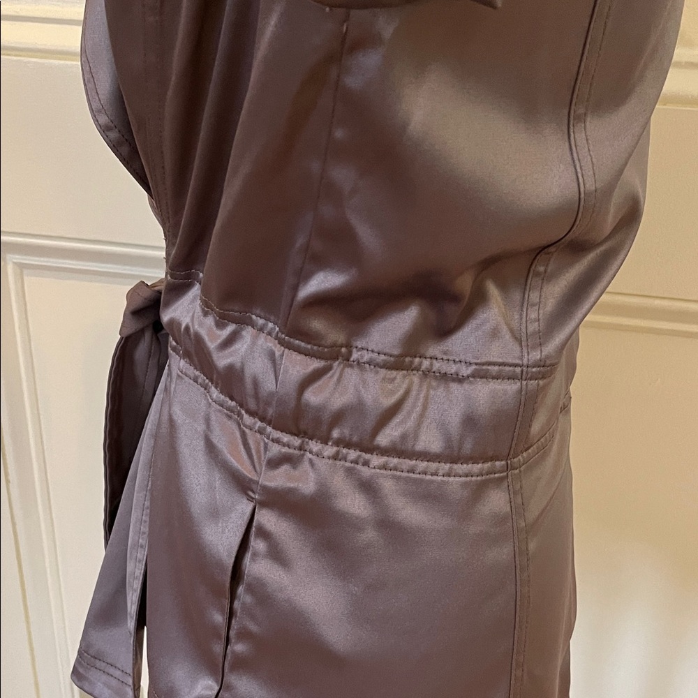 White House Black Market Satin Trench Coat in Brown - Picture 9 of 15